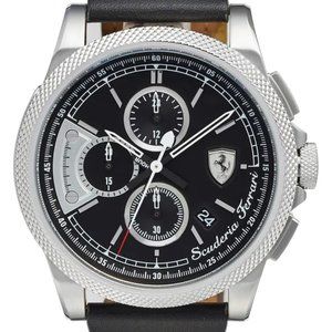 Ferrari Scuderia Men's Chronograph Formula Italia S Black Leather Strap Watch 46